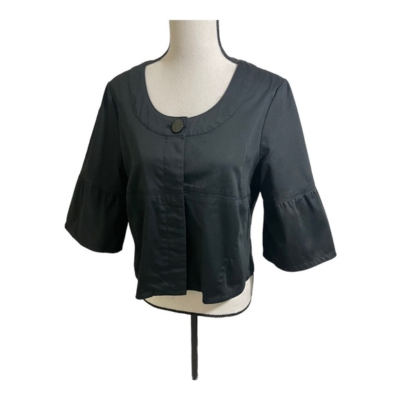 Sandro womens round neckline button down bell style sleeve shirt jacket medium P - Picture 3 of 10